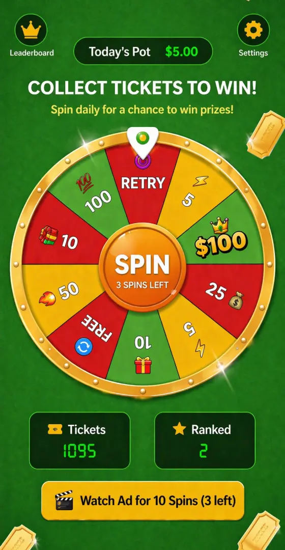 iFiftyFifty app — daily spin wheel and match-3 tournaments